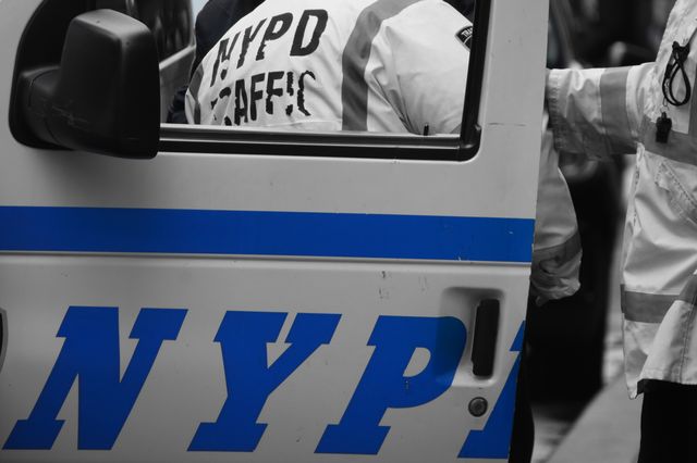 A stock image of an NYPD traffic investigation